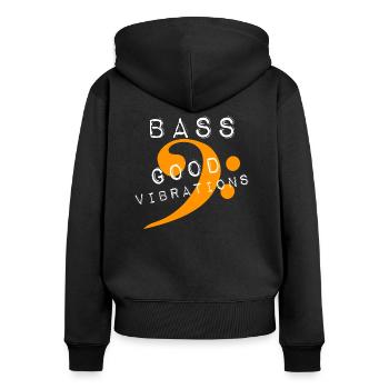 bass-good vibrations - Frauen Premium Bio Zip Hoodie - Schwarz - Hinten - Julia (174cm)