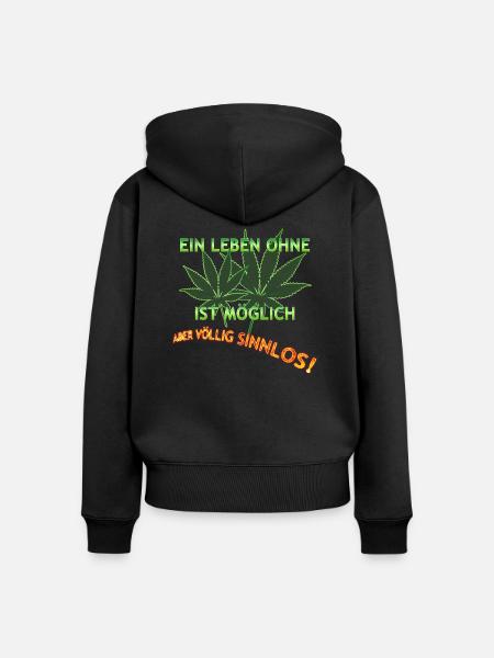 SINNLOS OHNE HANF - Frauen Premium Bio Zip Hoodie - Schwarz