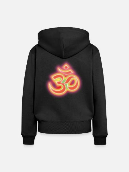 aum_om_inline_alegria1a - Frauen Premium Bio Zip Hoodie - Schwarz