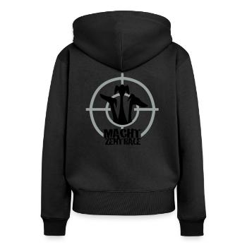 Power center - Women's Premium Organic Zip Hoodie - black - Back - Julia (174cm)