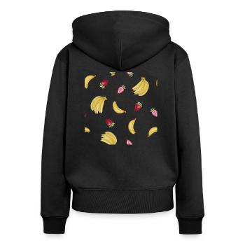 Fruits - Sweat à capuche zippé Premium bio Femme - noir - Dos - Julia (174cm)
