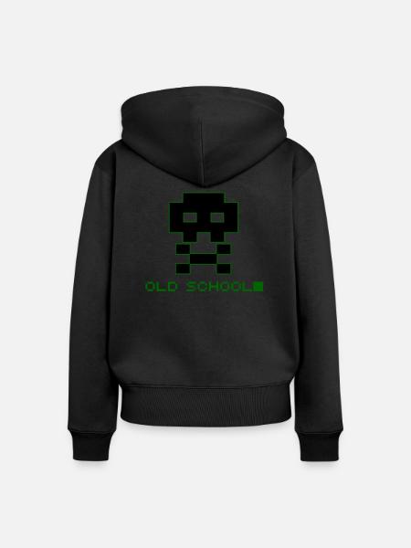 Old School Skull - Frauen Premium Bio Zip Hoodie - Schwarz