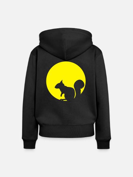 Squirrel In The Moonlight - Frauen Premium Bio Zip Hoodie - Schwarz