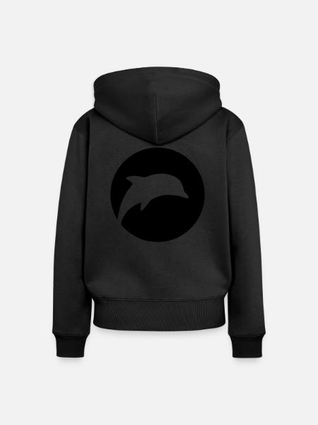 Dolphin In The Moonlight - Frauen Premium Bio Zip Hoodie - Schwarz