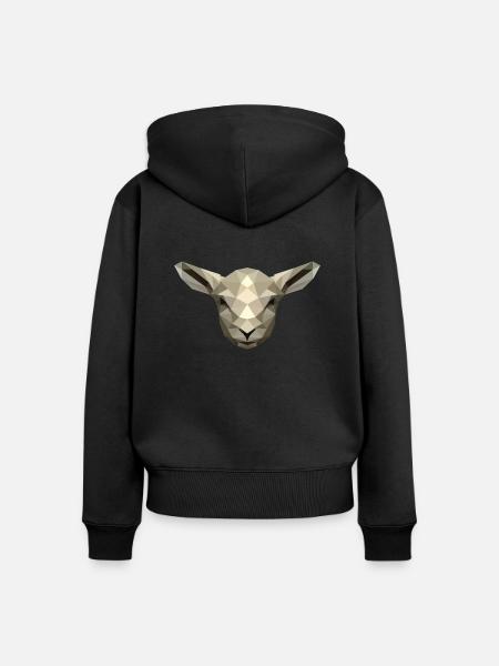 Lamm/Schaf im Poly Design - Frauen Premium Bio Zip Hoodie - Schwarz