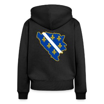 bosna umriss - Frauen Premium Bio Zip Hoodie - Schwarz - Hinten - Julia (174cm)