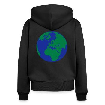 Erde - Frauen Premium Bio Zip Hoodie - Schwarz - Hinten - Julia (174cm)
