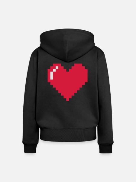 Pixel Love - Frauen Premium Bio Zip Hoodie - Schwarz