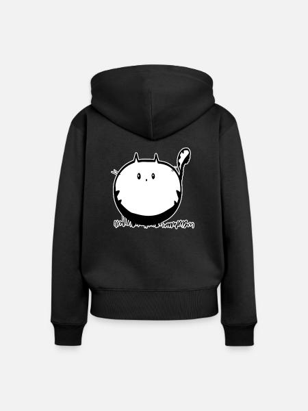 Dicke Katze Geschenk - Frauen Premium Bio Zip Hoodie - Schwarz