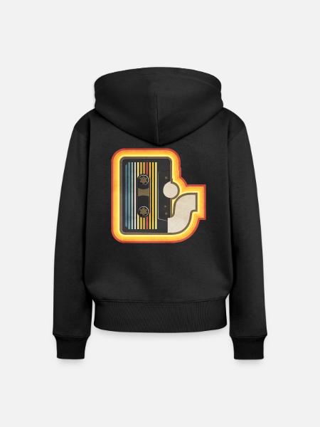 70's Kassette - Frauen Premium Bio Zip Hoodie - Schwarz