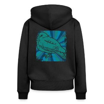 Taube Brieftaube - Frauen Premium Bio Zip Hoodie - Schwarz - Hinten - Julia (174cm)