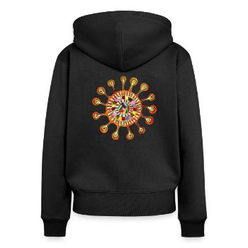 Mandala-Blume 3 - Frauen Premium Bio Zip Hoodie - Schwarz - Hinten - Julia (174cm)