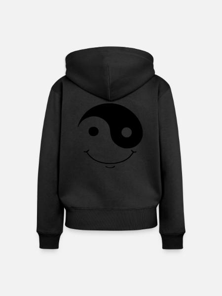 ying yang smiley - Frauen Premium Bio Zip Hoodie - Schwarz