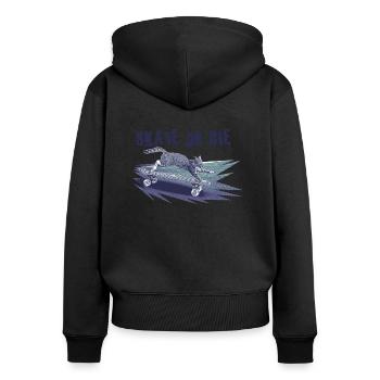 Skate oder stirb - Frauen Premium Bio Zip Hoodie - Schwarz - Hinten - Julia (174cm)