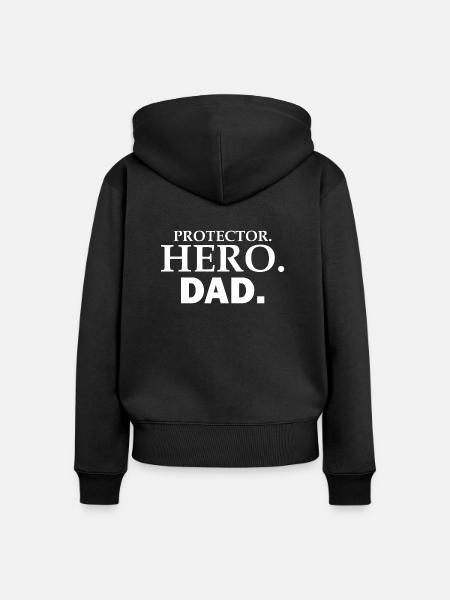 PROTECTOR HERO DAD - Frauen Premium Bio Zip Hoodie - Schwarz