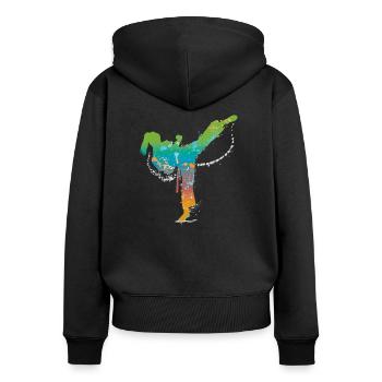 martial arts de - Frauen Premium Bio Zip Hoodie - Schwarz - Hinten - Julia (174cm)
