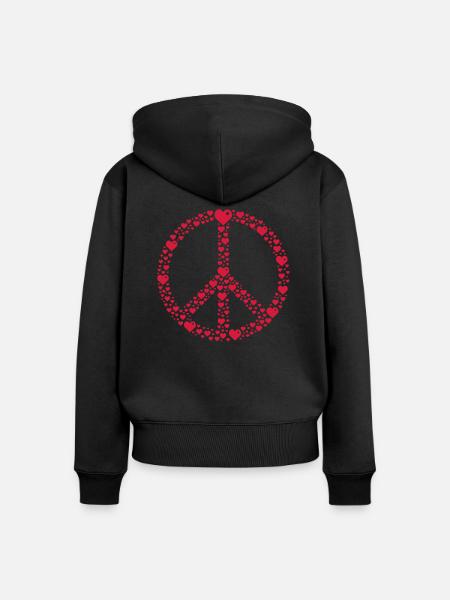 peace with hearts (1c) - Frauen Premium Bio Zip Hoodie - Schwarz