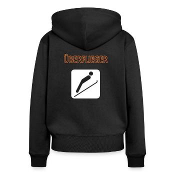Überflieger - Frauen Premium Bio Zip Hoodie - Schwarz - Hinten - Julia (174cm)