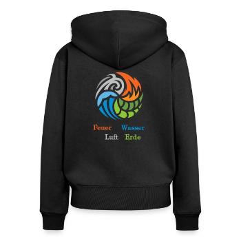 The 4 elements. Fire, water, air and earth - Women's Premium Organic Zip Hoodie - black - Back - Julia (174cm)