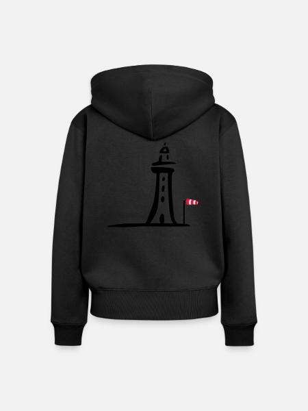 leuchtturm - Frauen Premium Bio Zip Hoodie - Schwarz