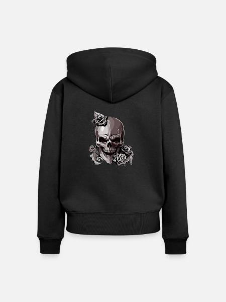 Skull - Frauen Premium Bio Zip Hoodie - Schwarz