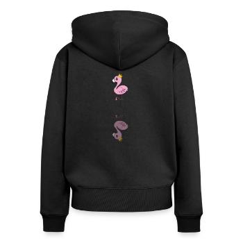 FLAMINGO - Frauen Premium Bio Zip Hoodie - Schwarz - Hinten - Julia (174cm)
