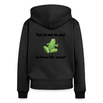 Avez-vous quelques crapauds pour moi? - Sweat à capuche zippé Premium bio Femme - noir - Dos - Julia (174cm)