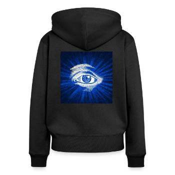 Auge - Frauen Premium Bio Zip Hoodie - Schwarz - Hinten - Julia (174cm)
