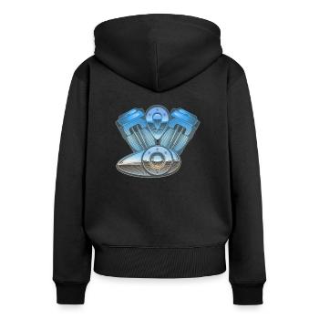 Engine - engine block - Women's Premium Organic Zip Hoodie - black - Back - Julia (174cm)