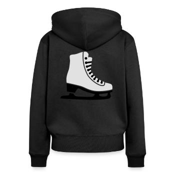 Schlittschuh - Frauen Premium Bio Zip Hoodie - Schwarz - Hinten - Julia (174cm)