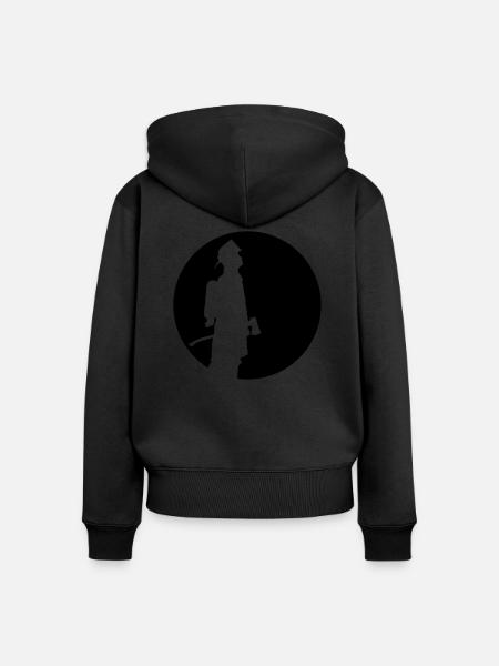 Silhouette Firefighter - Frauen Premium Bio Zip Hoodie - Schwarz