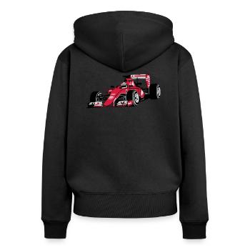 - Rennauto - Motorsport - Frauen Premium Bio Zip Hoodie - Schwarz - Hinten - Julia (174cm)
