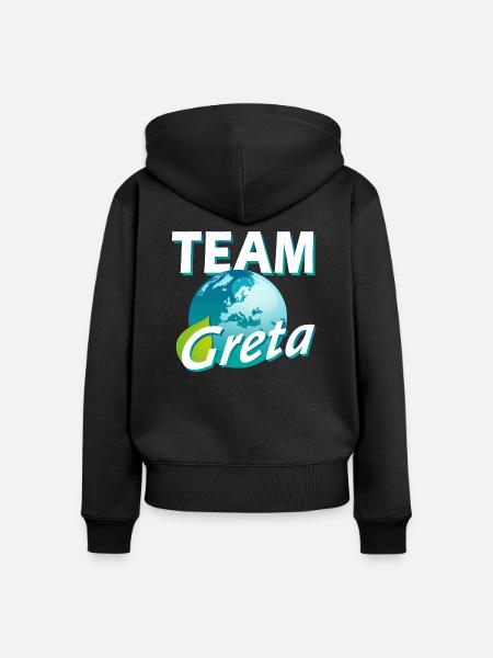 TEAM Greta - Frauen Premium Bio Zip Hoodie - Schwarz