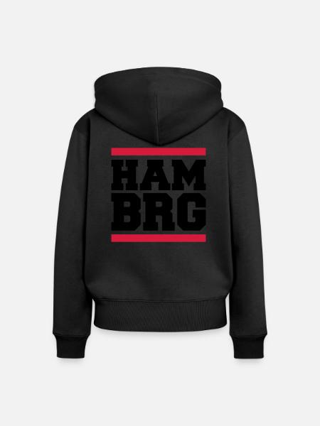 hamburg - Frauen Premium Bio Zip Hoodie - Schwarz