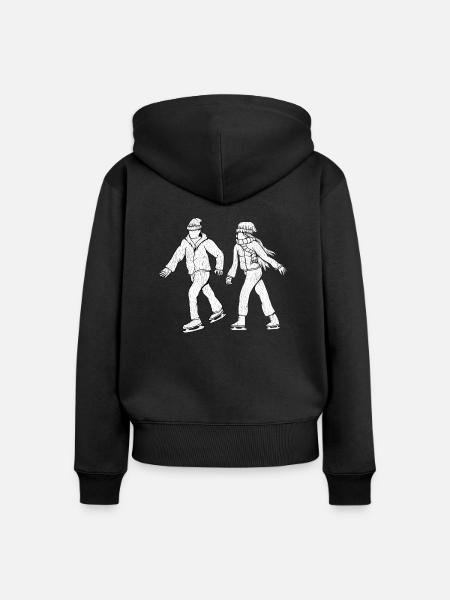 Schlittschuh Läufer - Frauen Premium Bio Zip Hoodie - Schwarz
