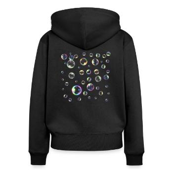 des bulles de savon - Sweat à capuche zippé Premium bio Femme - noir - Dos - Julia (174cm)