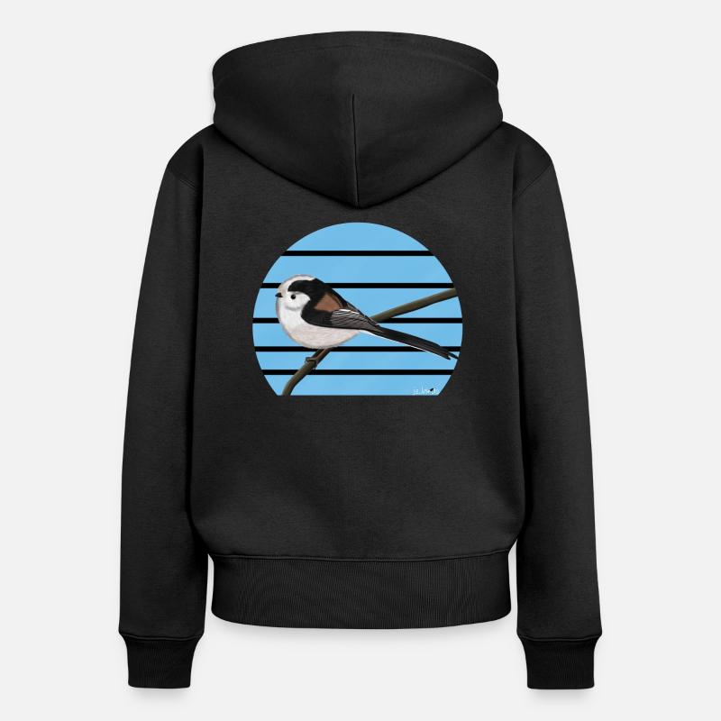conception d'oiseaux à longue queue - Sweat à capuche zippé Premium bio Femme - noir