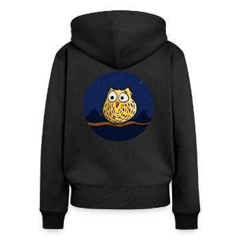 Cute owl at night - Women's Premium Organic Zip Hoodie - black - Back - Julia (174cm)