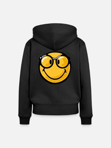 Smiley nerdy - Frauen Premium Bio Zip Hoodie - Schwarz