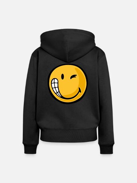 Smiley dude - Frauen Premium Bio Zip Hoodie - Schwarz
