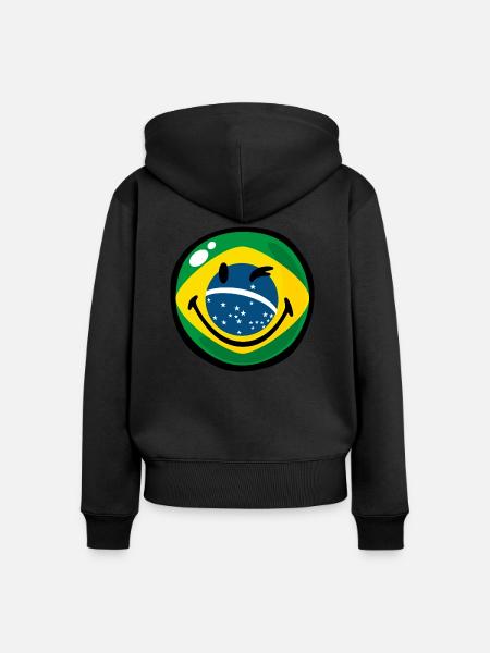 Smiley Brazil - Frauen Premium Bio Zip Hoodie - Schwarz