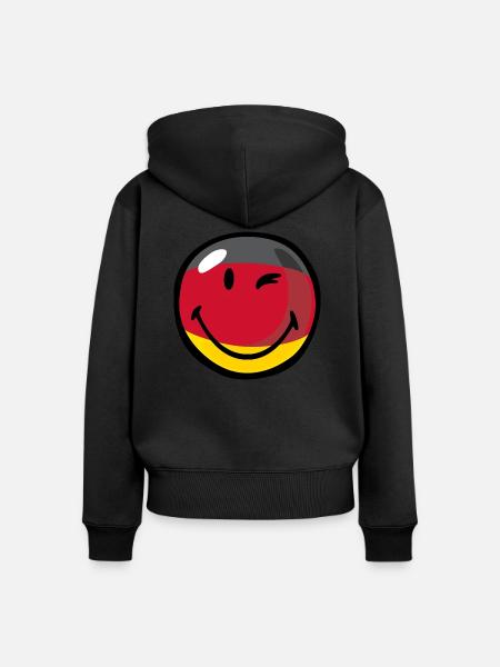 Smiley Germany - Frauen Premium Bio Zip Hoodie - Schwarz