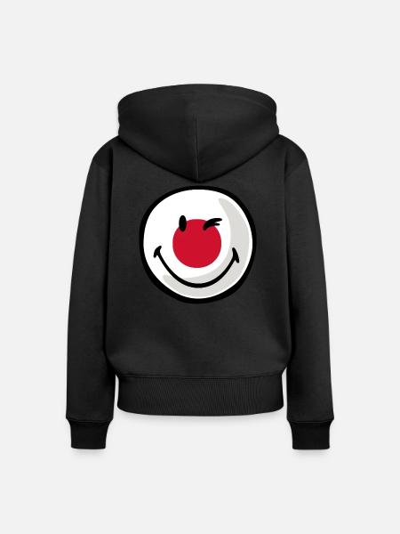Smiley Japan - Frauen Premium Bio Zip Hoodie - Schwarz