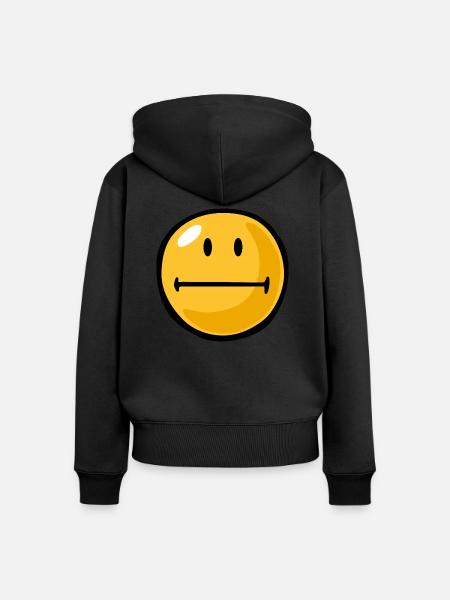 Smiley tight lipped - Frauen Premium Bio Zip Hoodie - Schwarz
