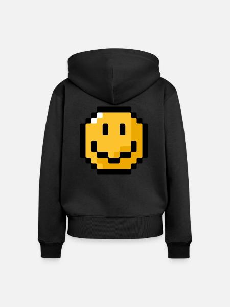 Smiley pixel - Frauen Premium Bio Zip Hoodie - Schwarz