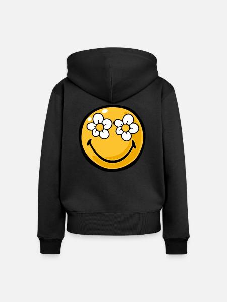 Smiley flower eyes - Frauen Premium Bio Zip Hoodie - Schwarz
