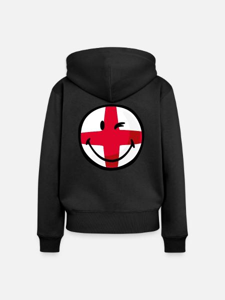 Smiley Flag England - Frauen Premium Bio Zip Hoodie - Schwarz