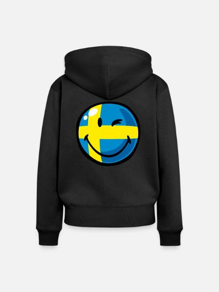 Smiley Flag Sweden - Frauen Premium Bio Zip Hoodie - Schwarz