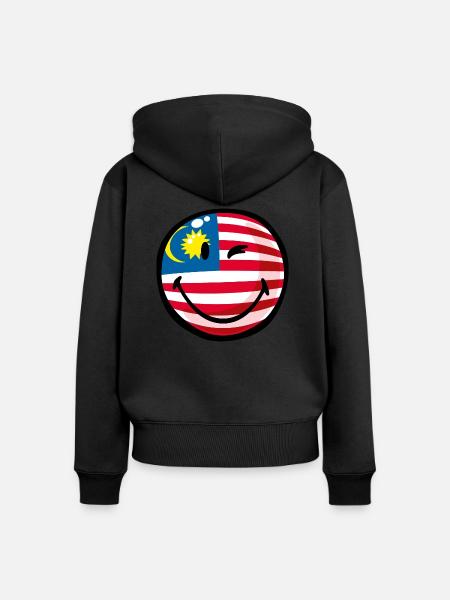 Smiley Flag Malaysia - Frauen Premium Bio Zip Hoodie - Schwarz