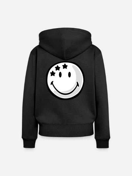 Smiley Table Tennis Ball - Frauen Premium Bio Zip Hoodie - Schwarz